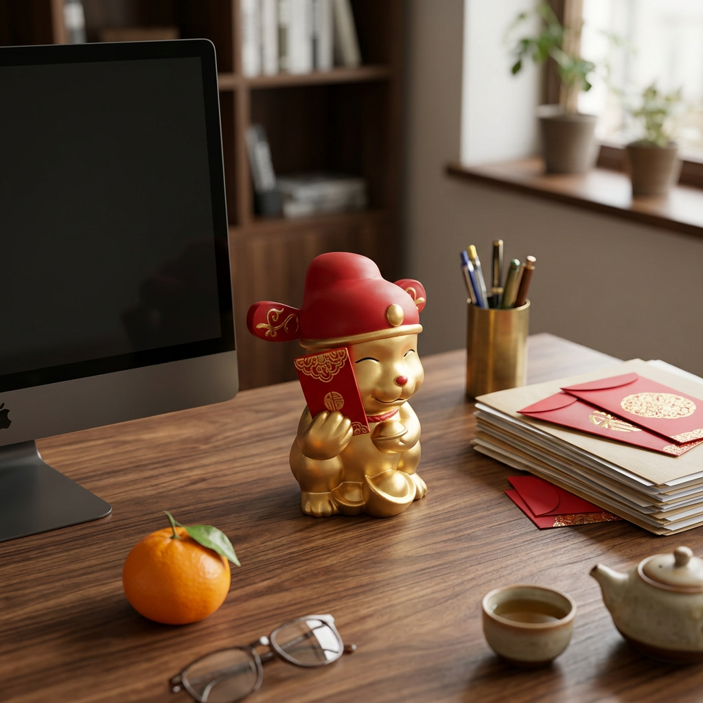 Japanese-inspired "Maneki-neko" (Lucky Cat) Figurine