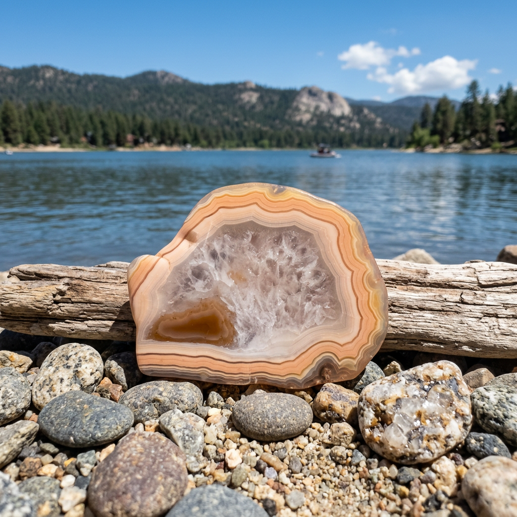 Druzy Quartz Banded Agate Slice