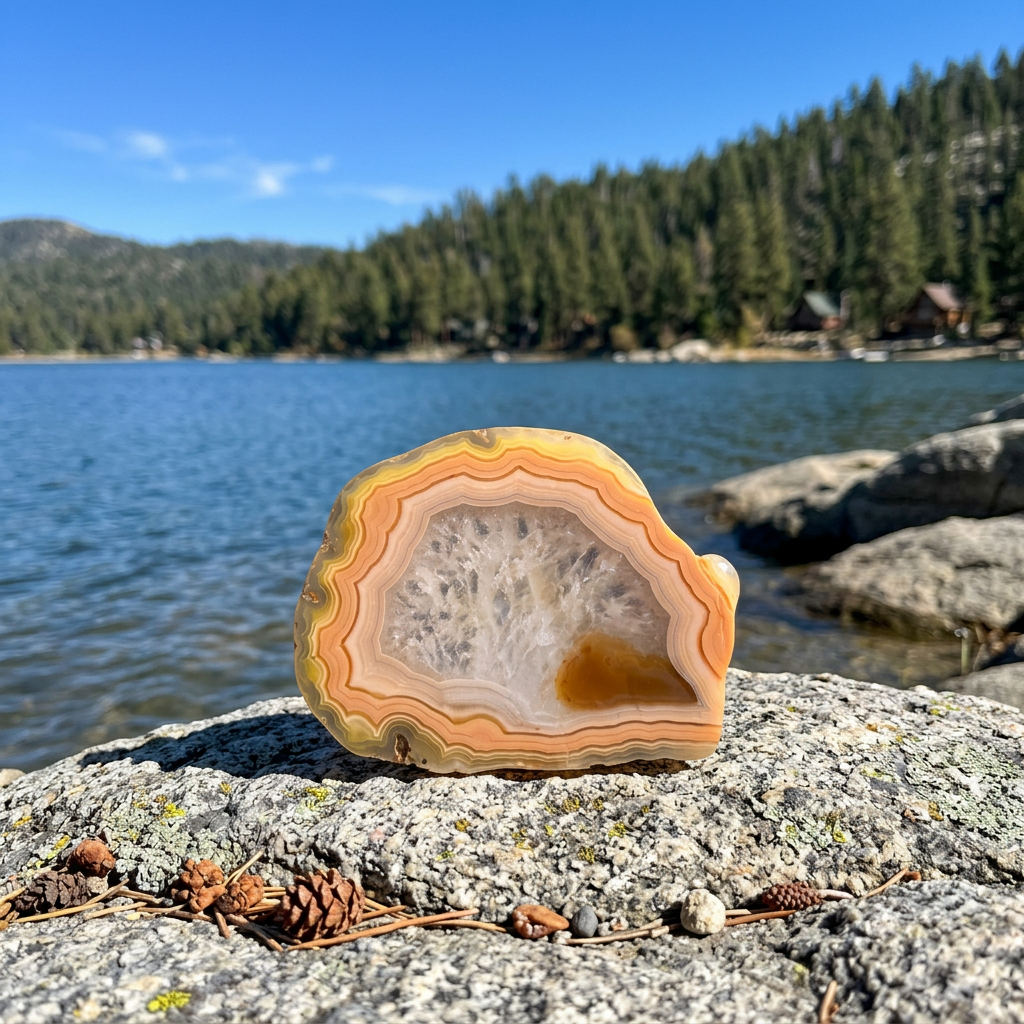 Druzy Quartz Banded Agate Slice