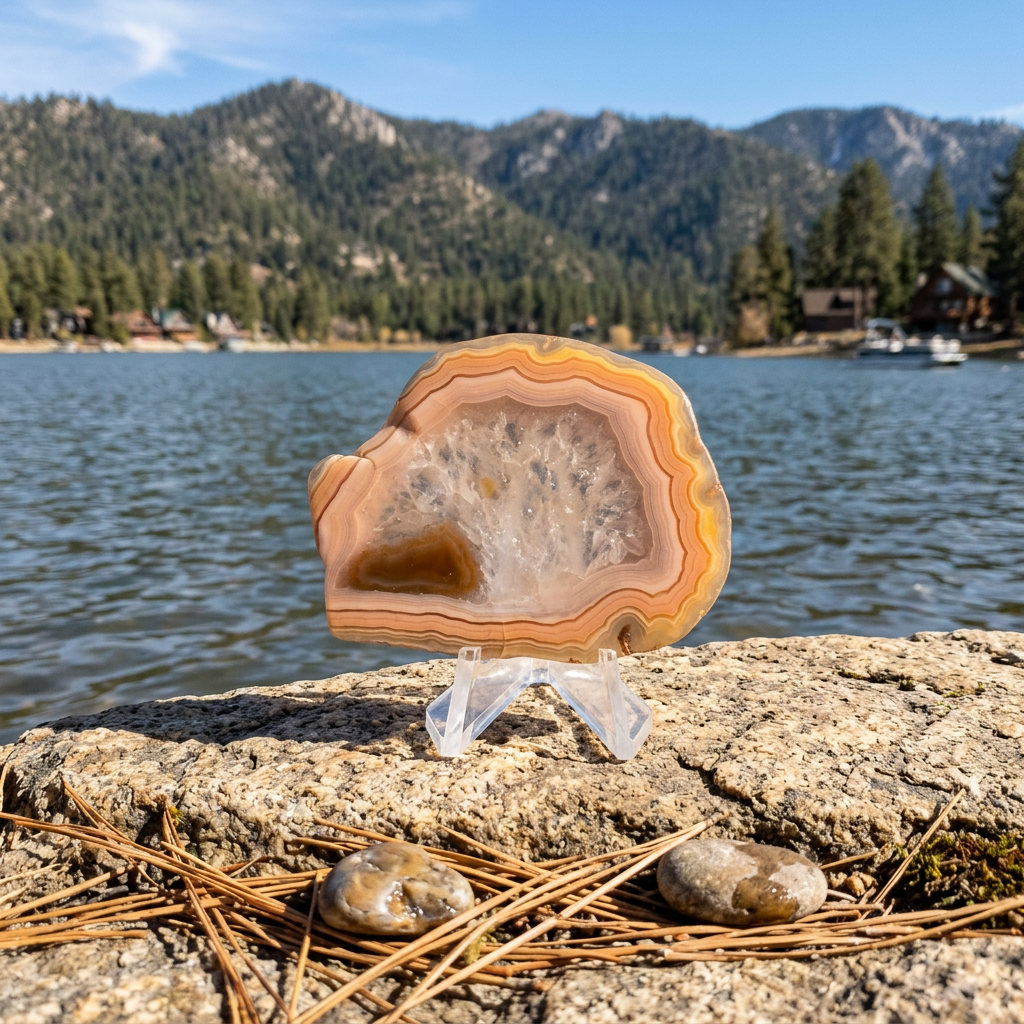Druzy Quartz Banded Agate Slice