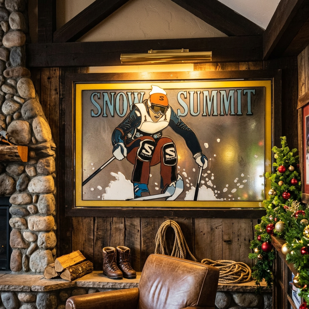 One Of a Kind Vintage 70s Original Big Bear Lake Snow Summit Artwork