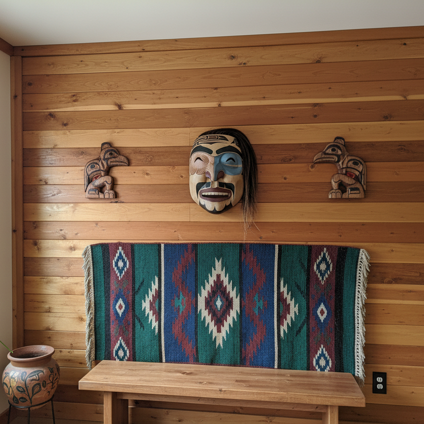 Collectable Hand-Carved Northwest Coast Indigenous Wooden Mask Nuxalk and Nuu-chah-nulth People Style Representing Figures like the Raven in Human Form