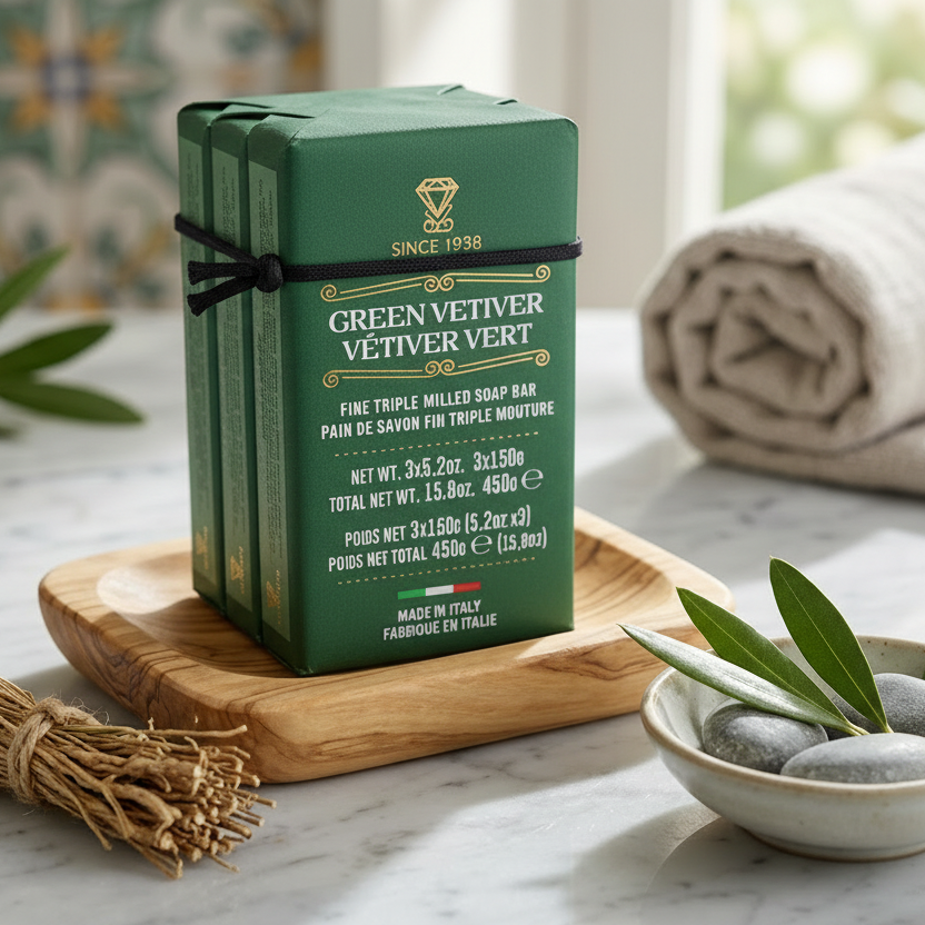Green Vetiver Soap Bar 3 Pack