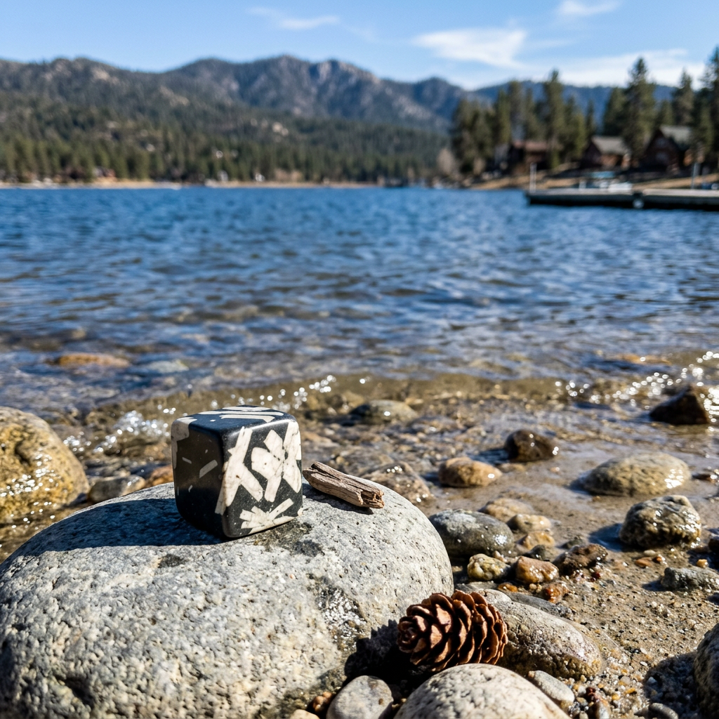 Polished Chinese Script Stone Cube