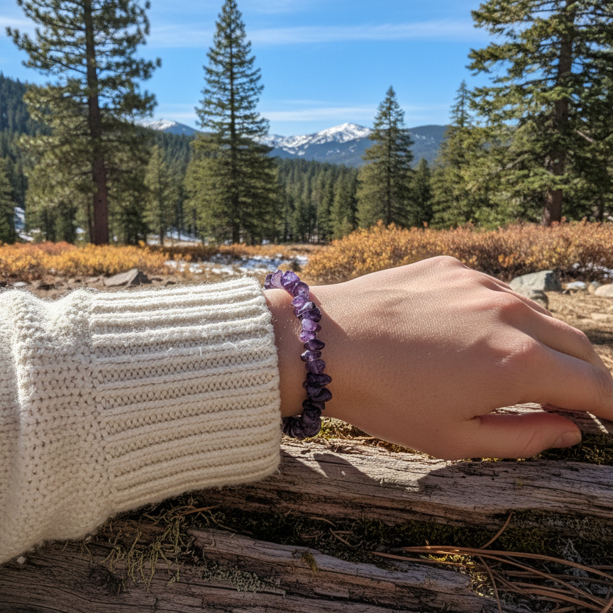 Chip Amethyst Bracelet With Twist Clasp