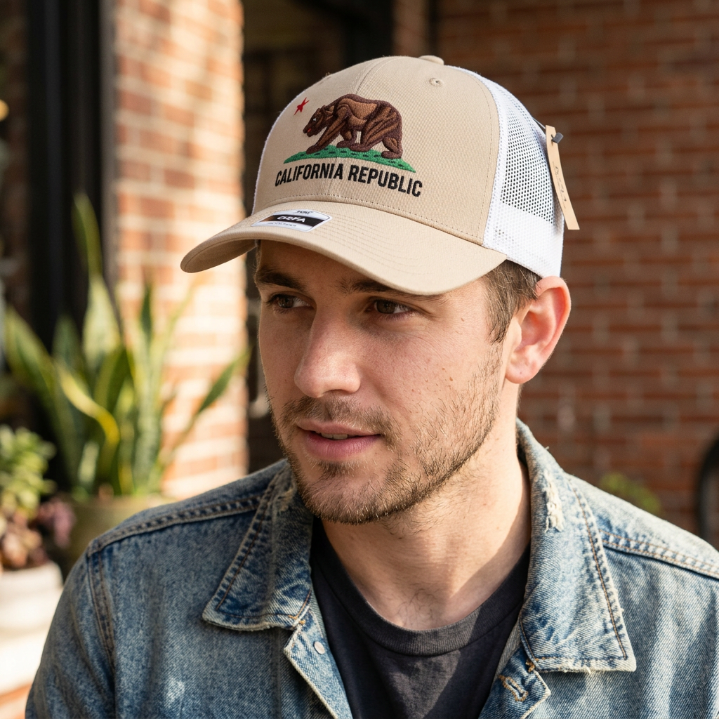California Republic Tan hat With back Netting
