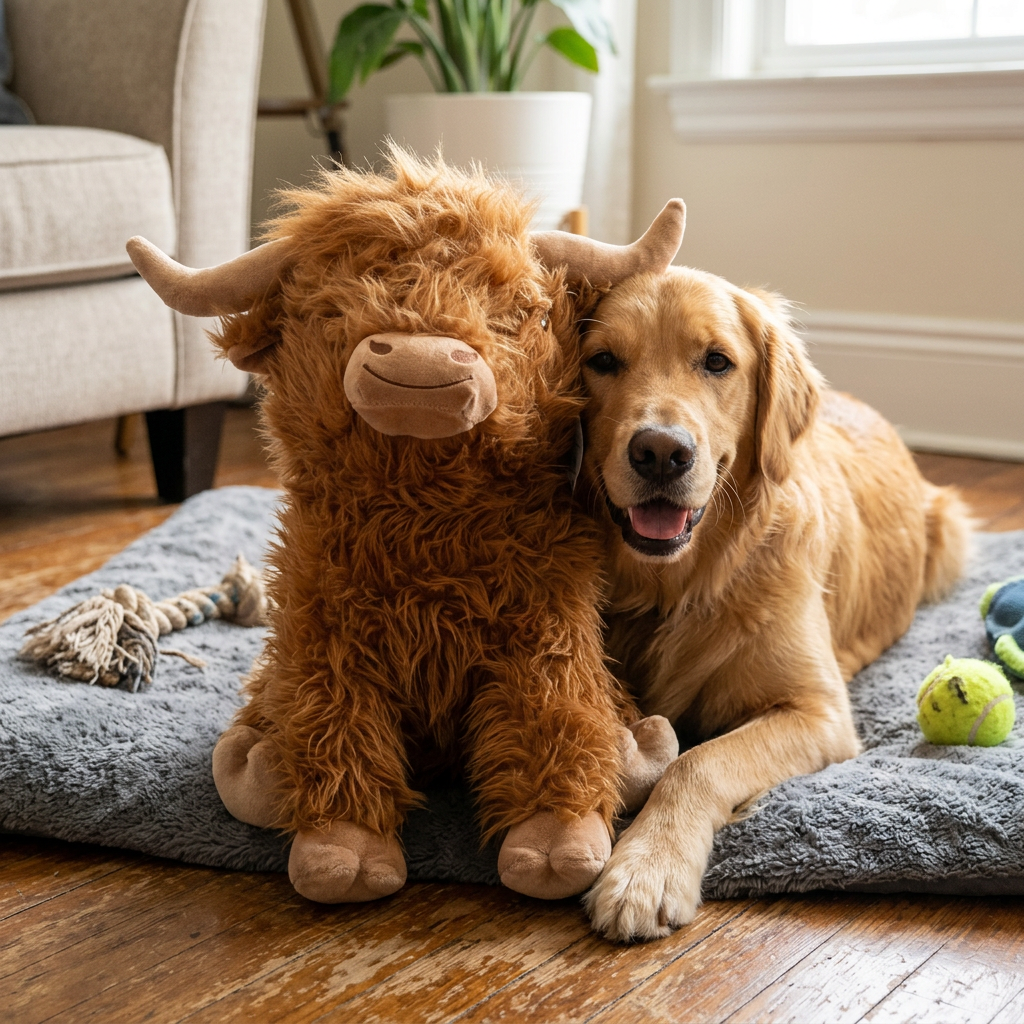 Highland Cow Soft Plush Squeaker Dog Toy