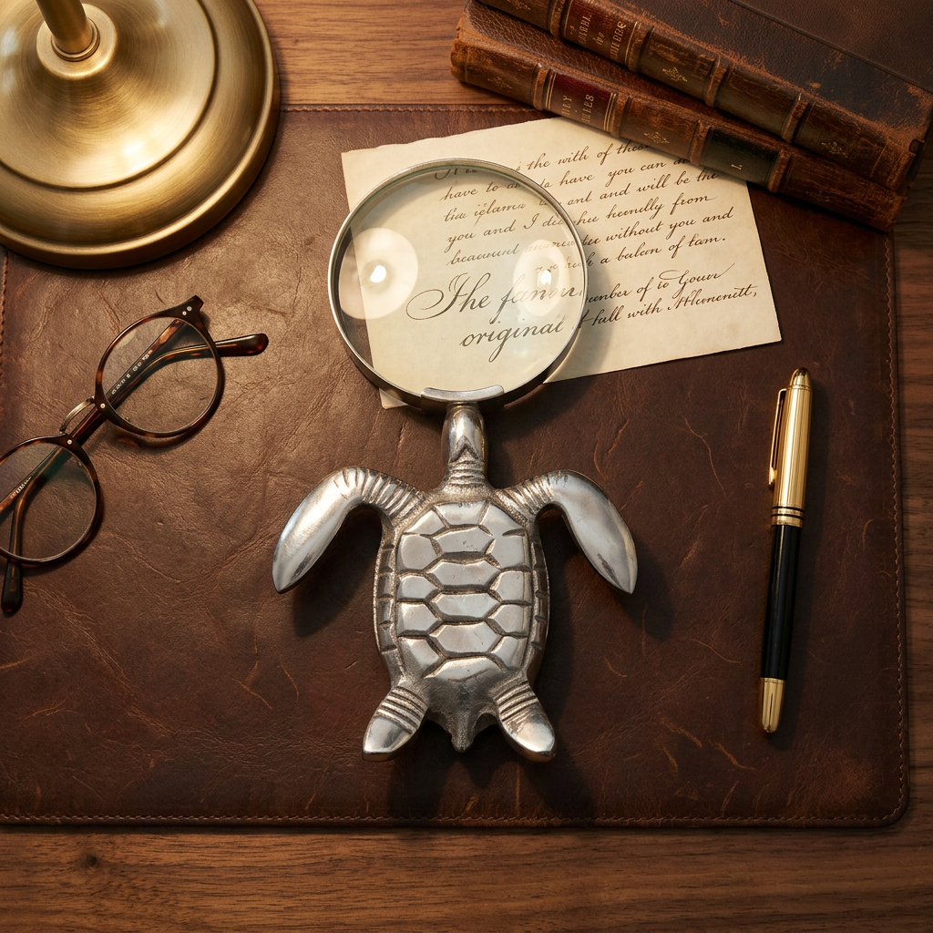 Silver-Toned Unique Sea Turtle Handle Magnifying Glass