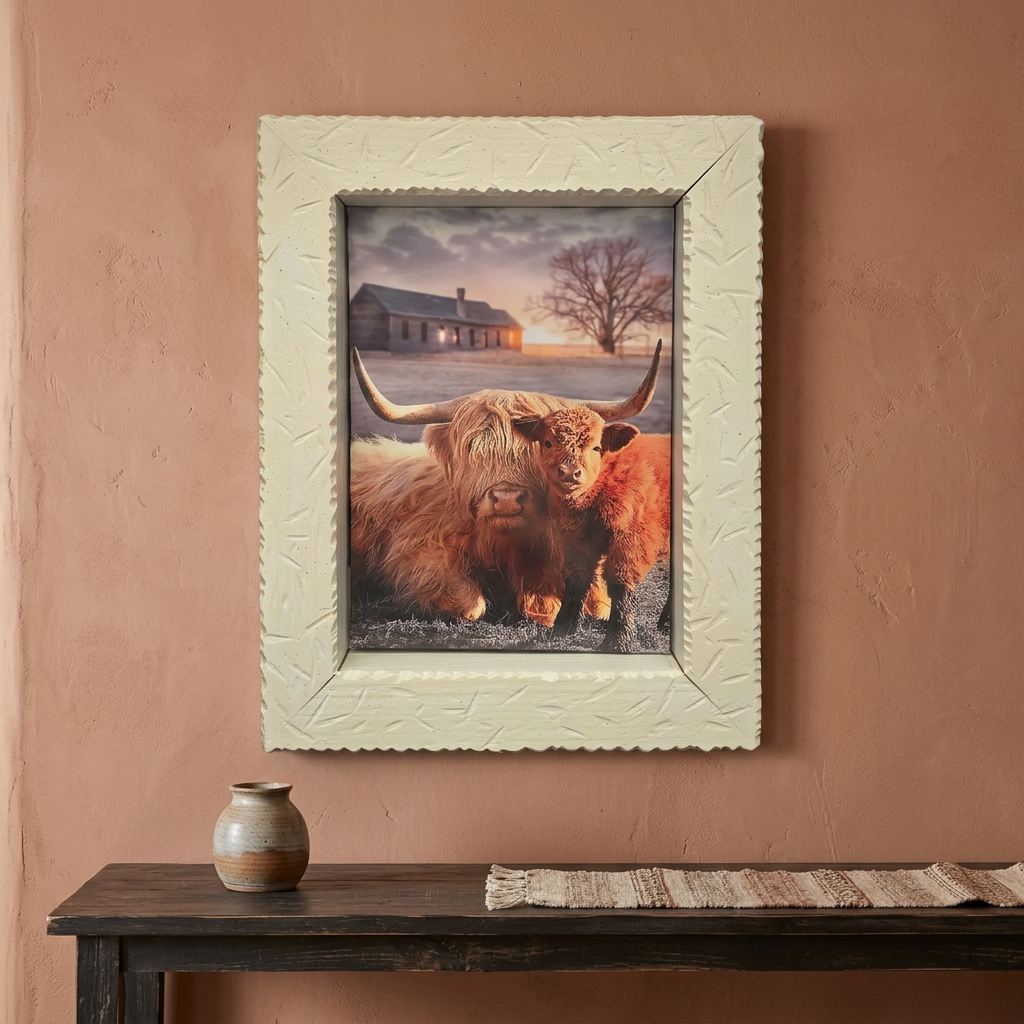Highland Cow with Calf Framed Wall Art