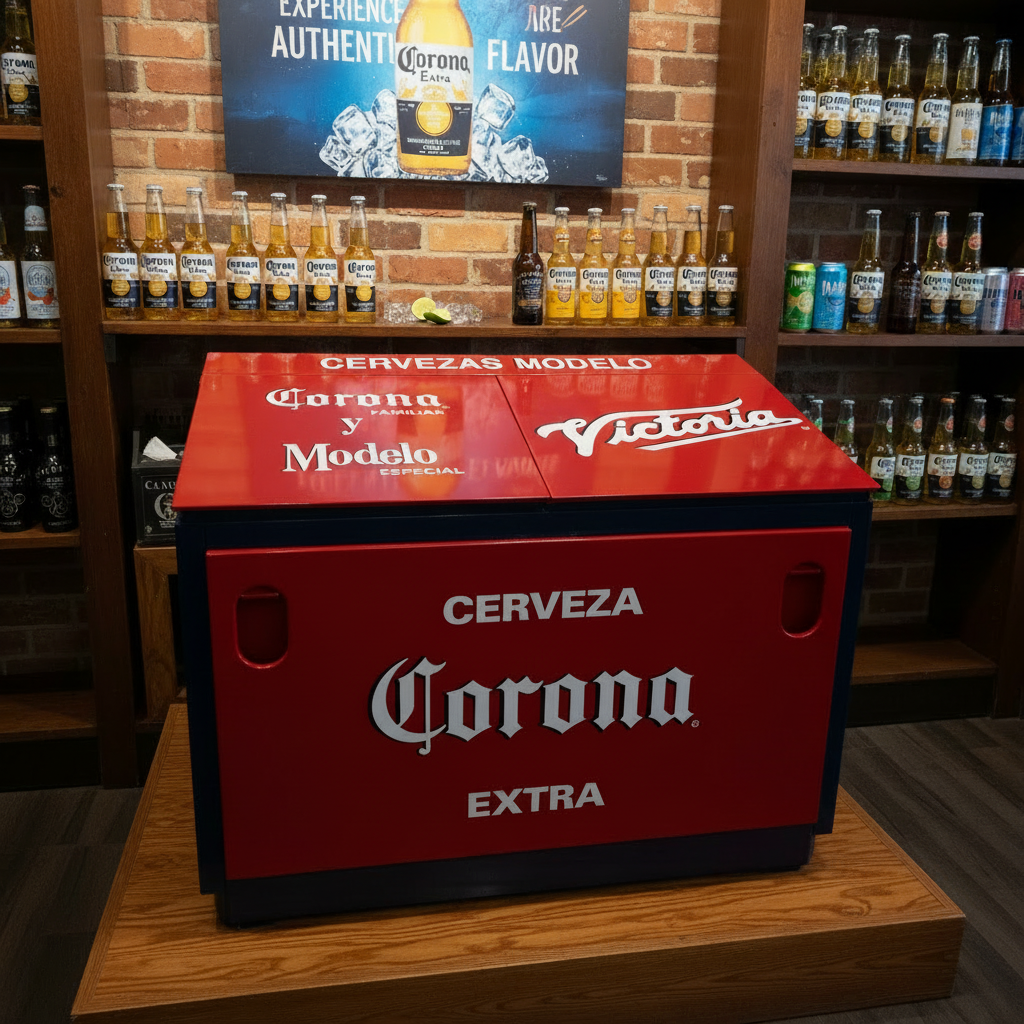 Vintage-style Cervezas Modelo and Corona Extra Cooler