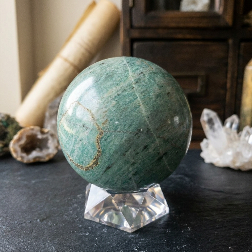 Amazing Green Amazonite Quartz Crystal Stone Sphere