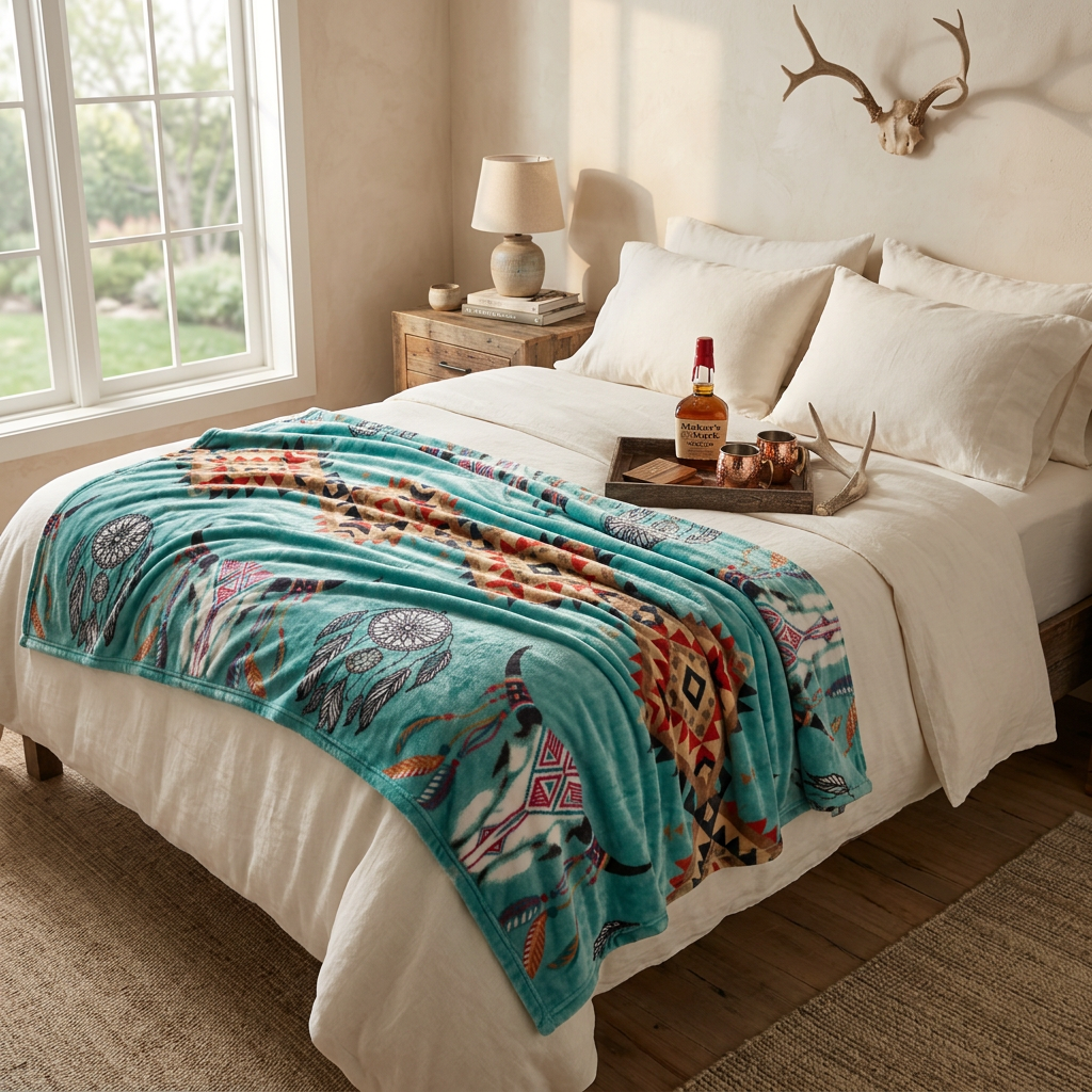 Teal Blue Plush Soft Flannel King Size Blanket 90" x 82"