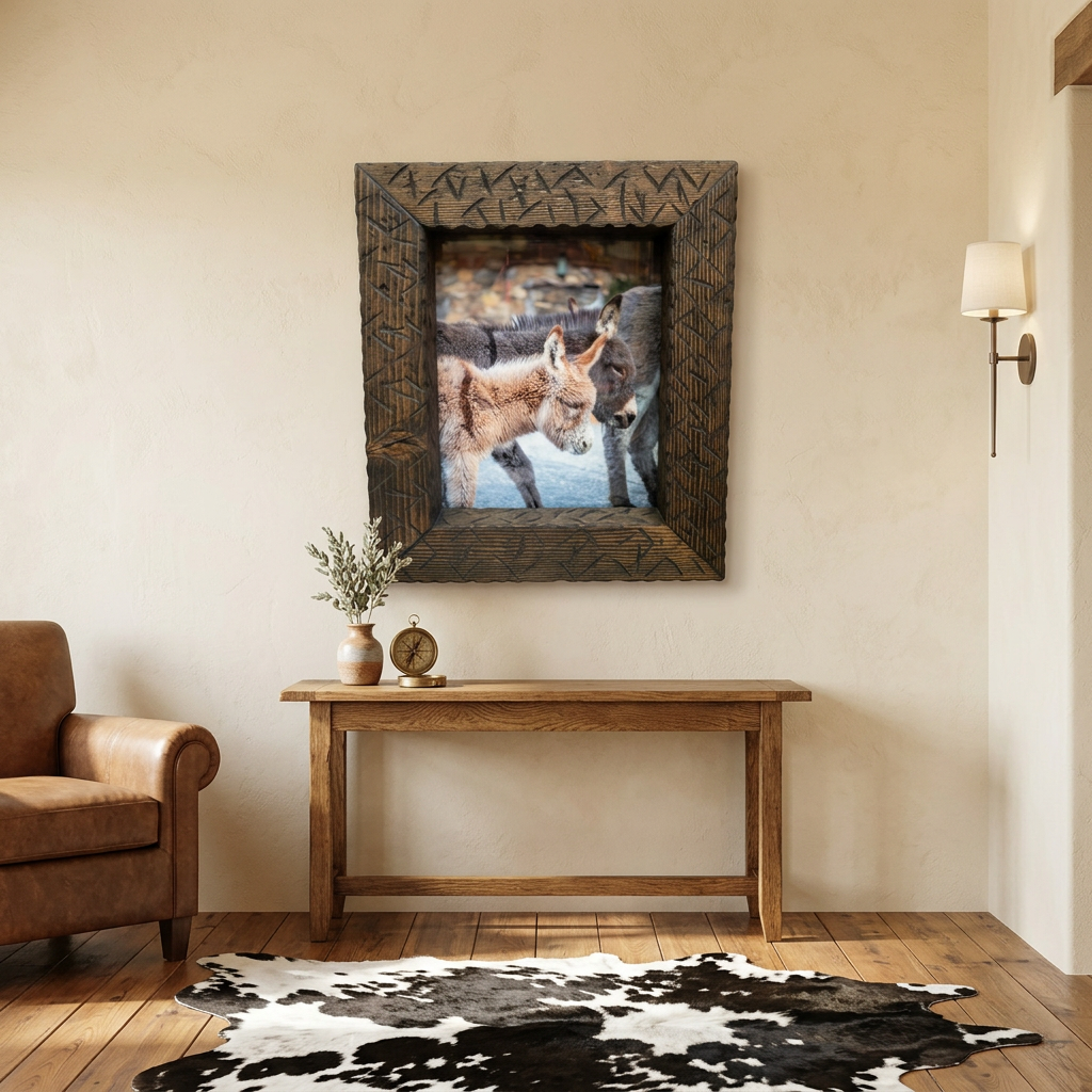 Original Framed Photo of Burros in Big Bear California