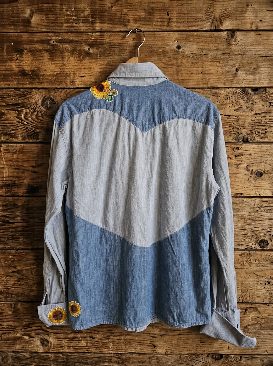 Charizmatik Embroidered 100% Cotton Sunflower Button-Up Shirt