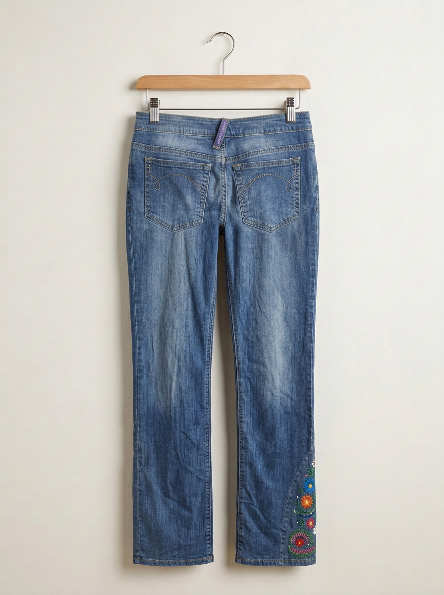 Gypsy Soule Embroidered Bootcut Jeans Size 6 Floral Western Boho Denim