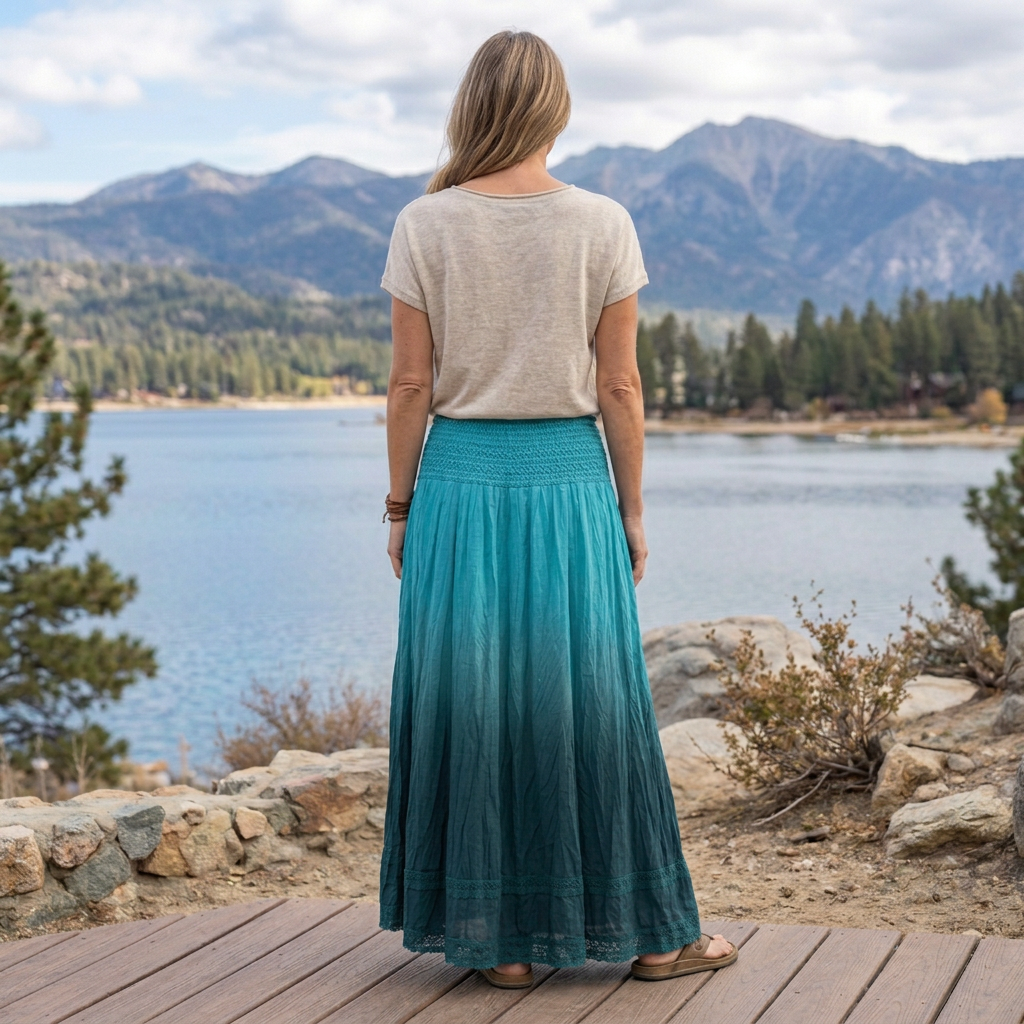 Lapis Teal Ombre Skirt – L