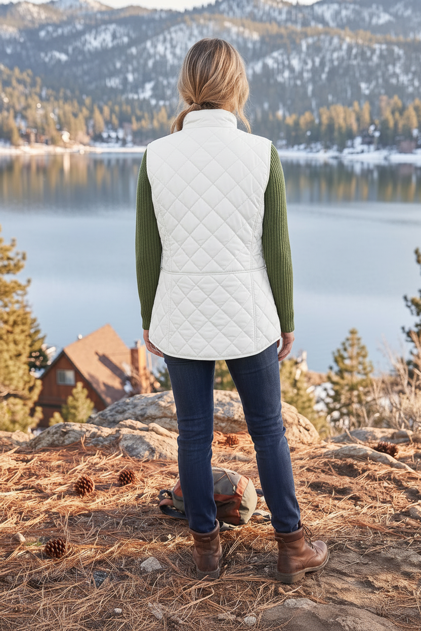 Kim Rogers Women's White Quilted Vest