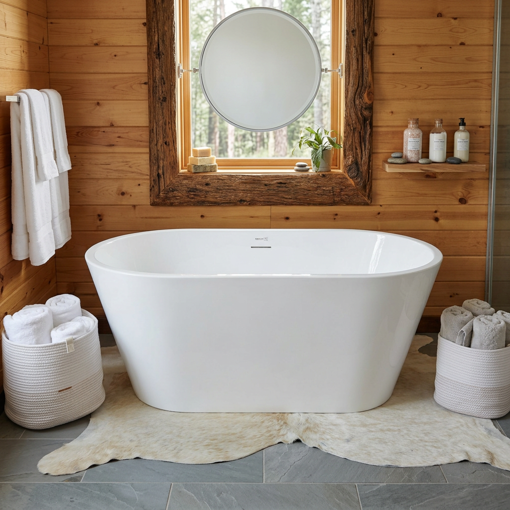 Vanity Art Domme 54" Acrylic Flatbottom Freestanding Non-Slip Bathtub