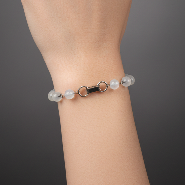 Selenite Bead Bracelet With Silver Toned Clasp