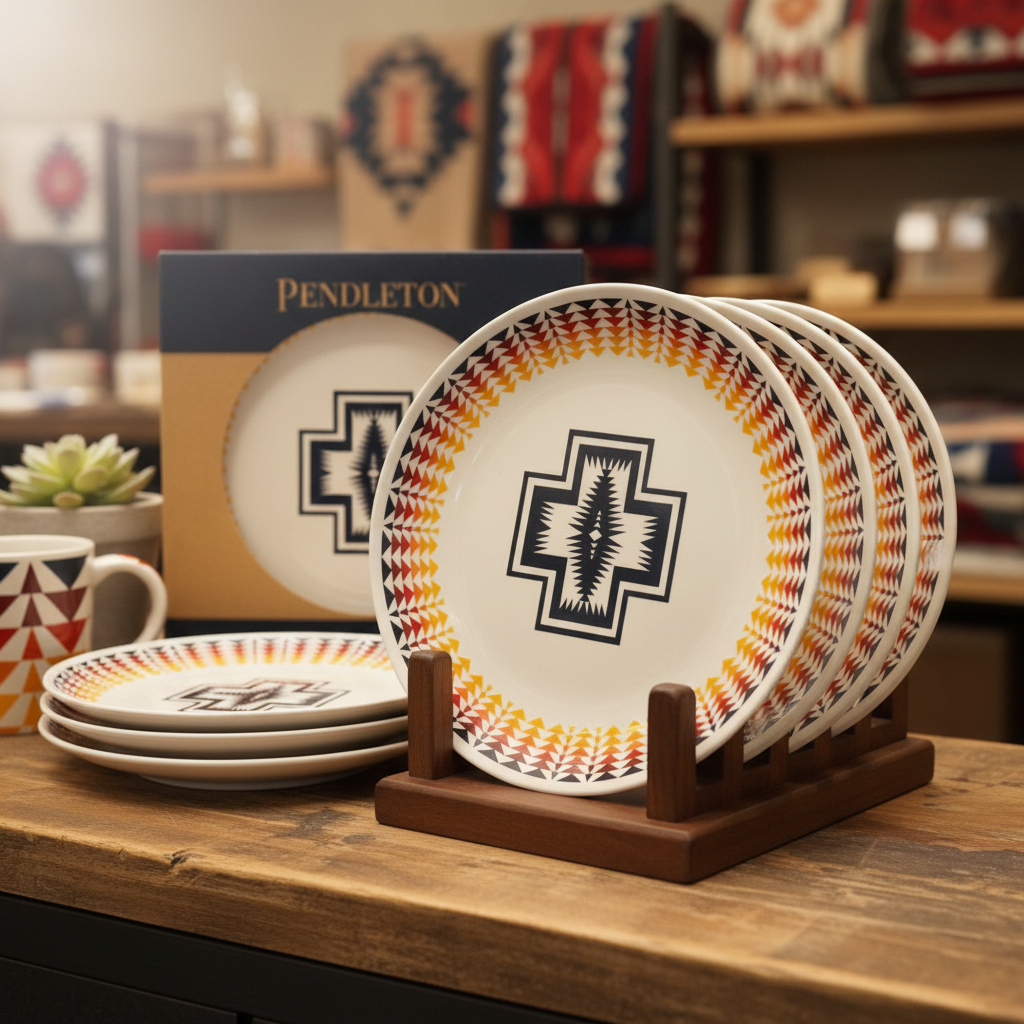 Pendleton Tribal Aztec Print 4 Piece Salad Plate Collection