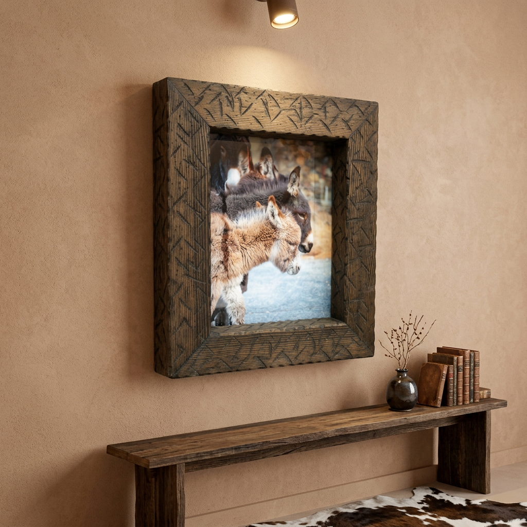 Original Framed Photo of Burros in Big Bear California