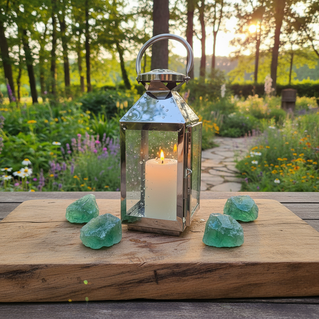 10" Metal Glass Candle Lantern
