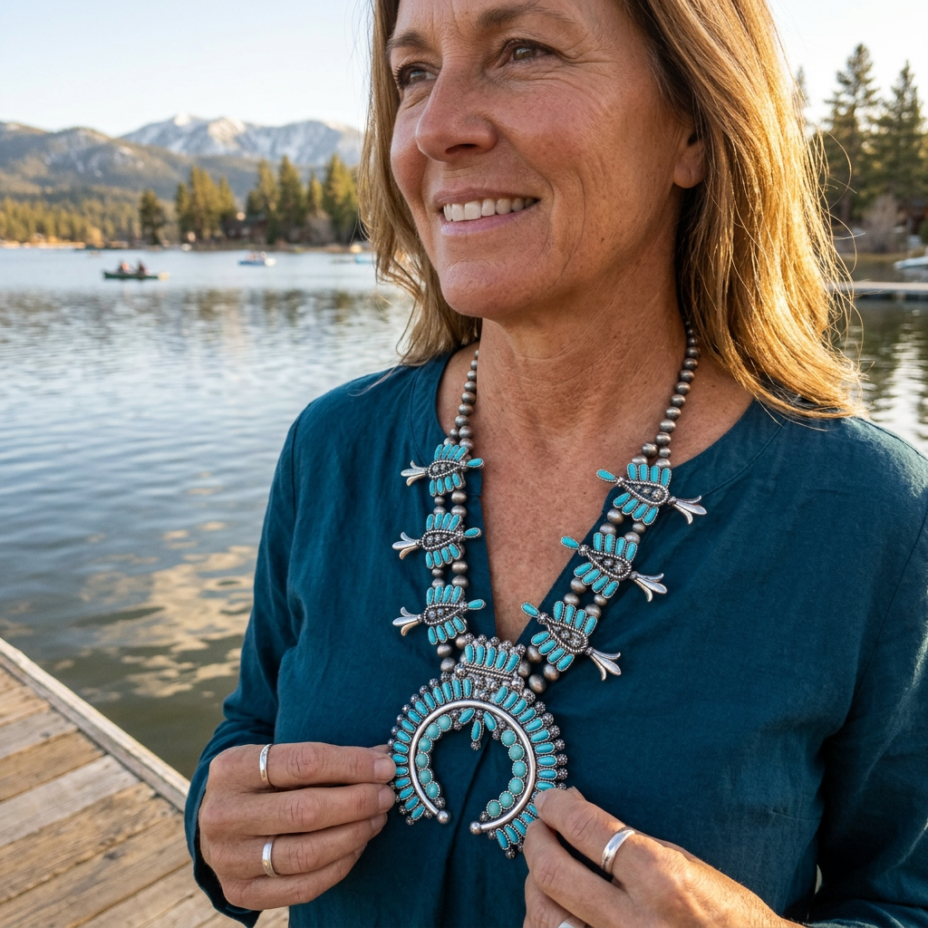 Turquoise Squash Blossom Necklace