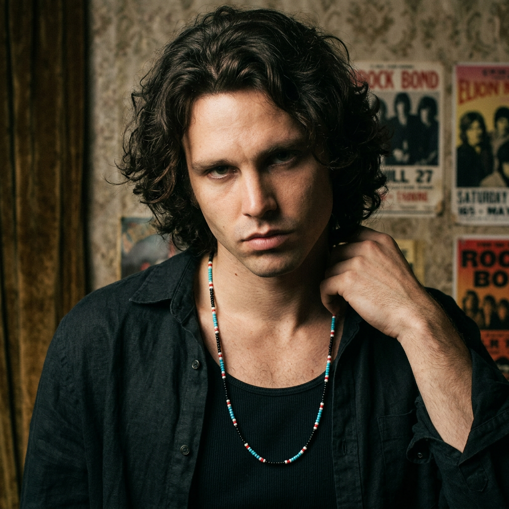 Jim Morrison Style 1969 Zephyr Edition Native American Cobra Bead Necklace