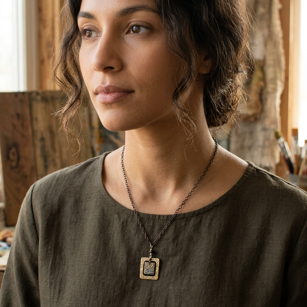 Geometric Square Design Necklace