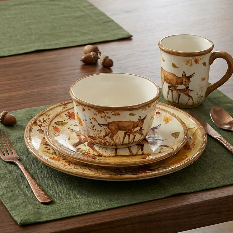 Certified International Pine Forest Animal 16 Piece Dinnerware Set, Service for 4