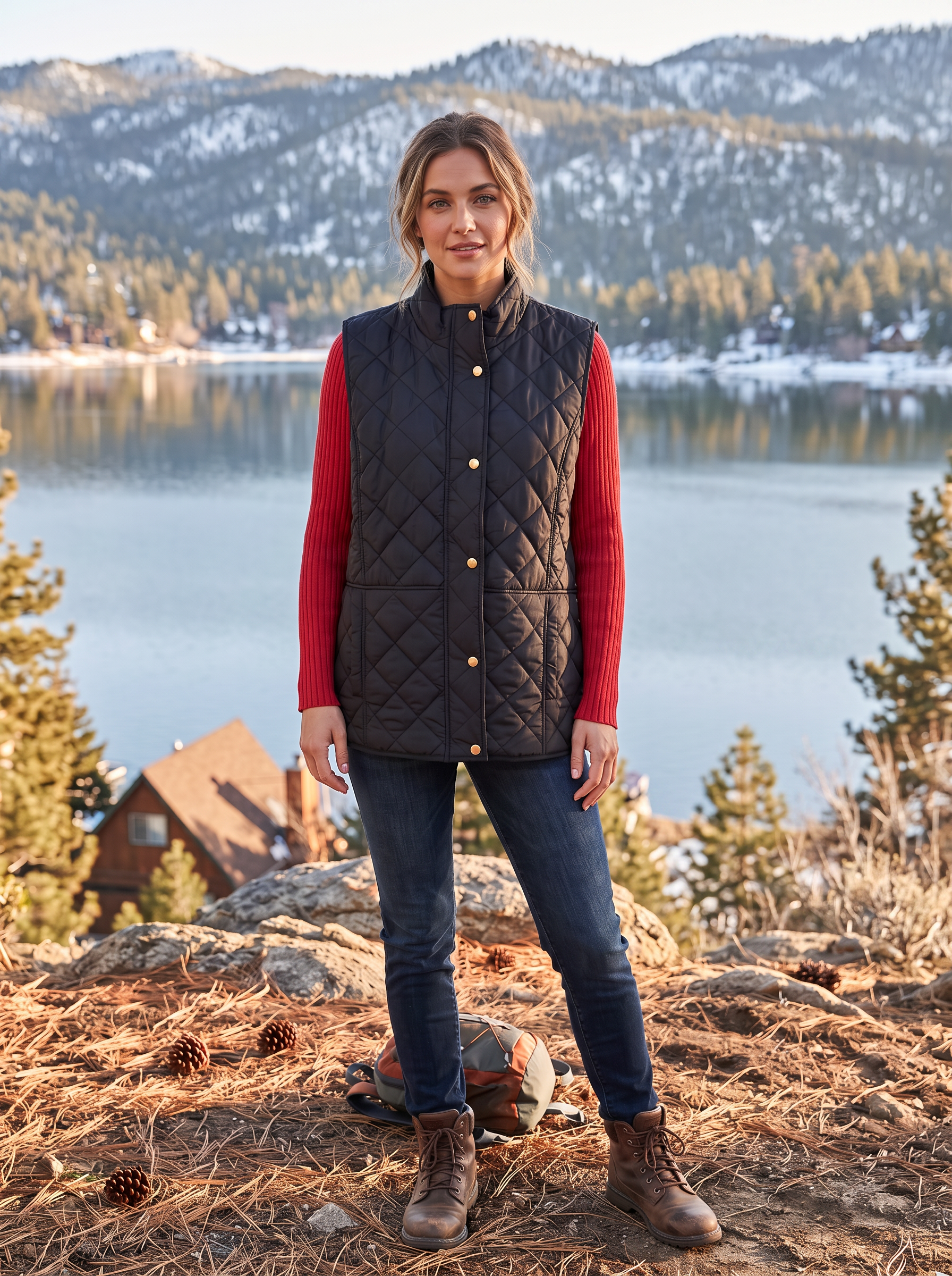 Kim Rogers Women's Black Quilted Vest