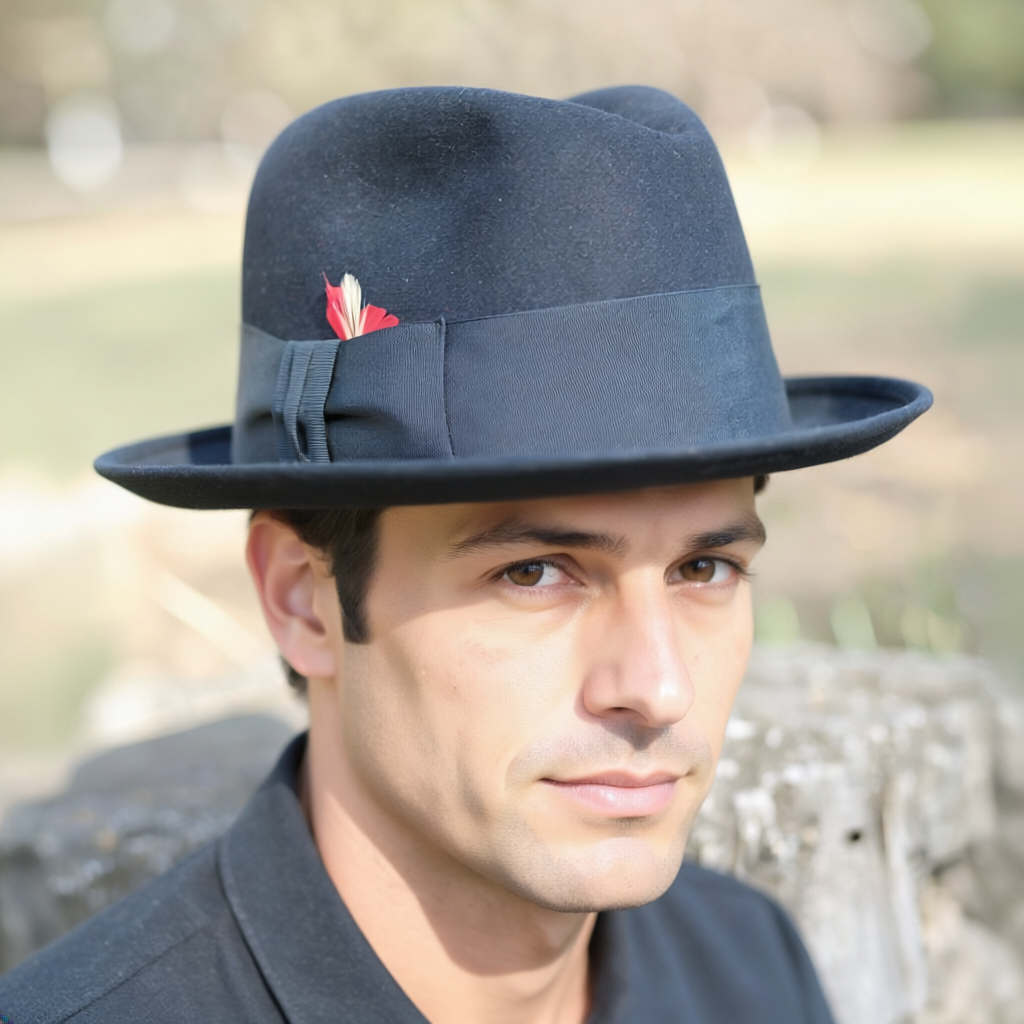 Vintage Royal Stetson Black Felt Fedora Hat – Size 7 1/8 – Feather Accent – Classic Dress Hat