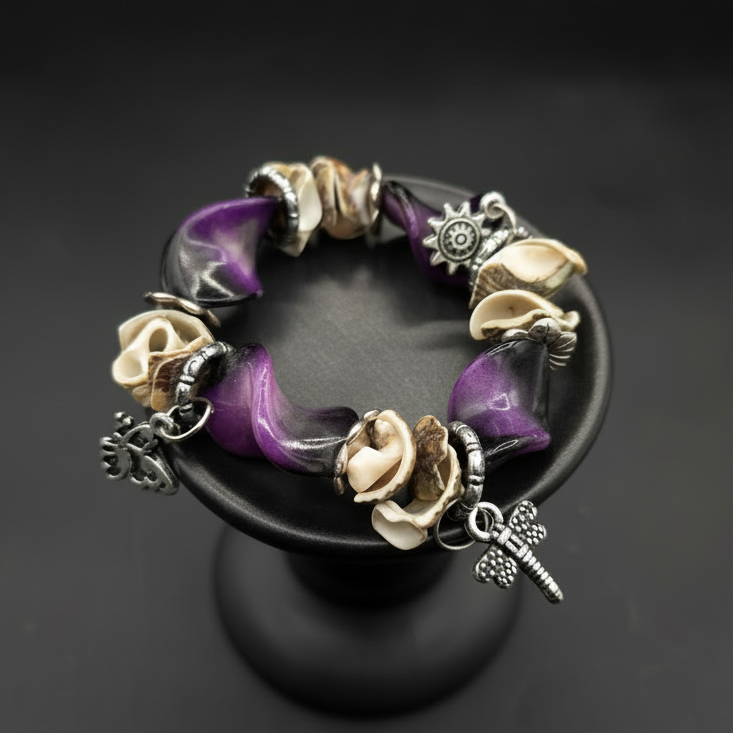 Handmade Beaded Charm Bracelet With Cowrie Shells
