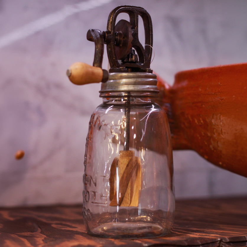 Vintage Reproduction Audrey's Glass Mason Butter Churn Jar