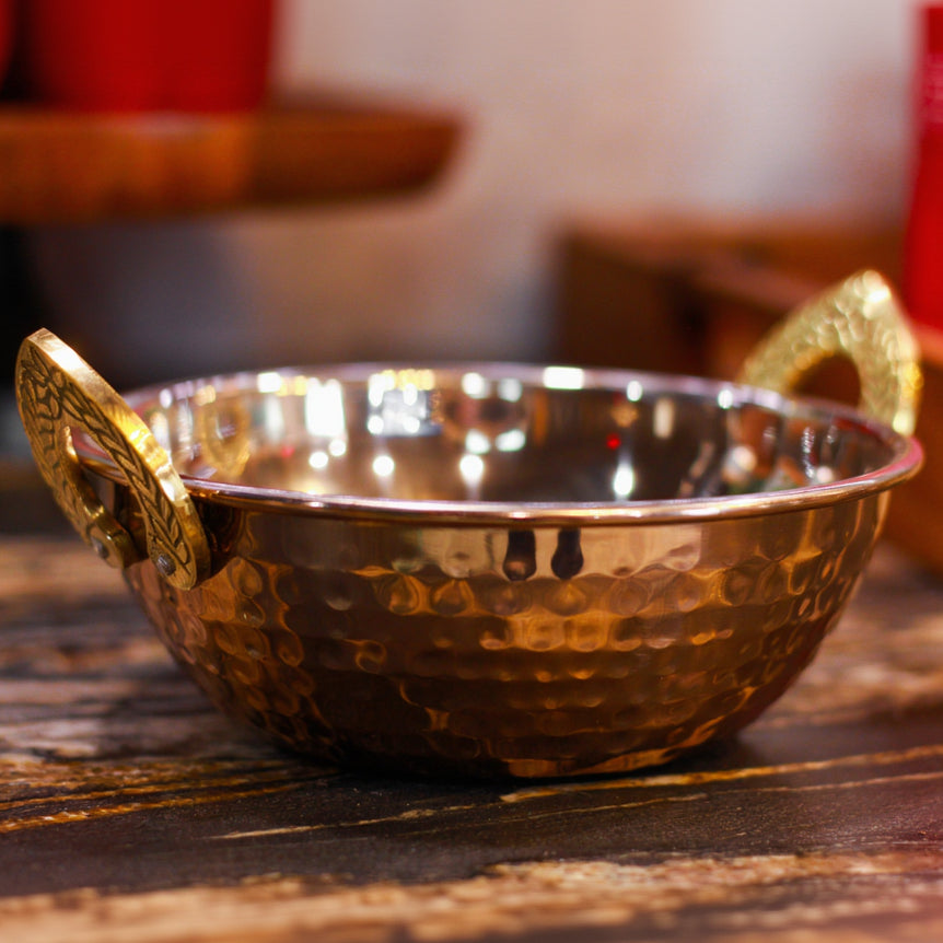 Hammered Copper Serving Karahi Bowl