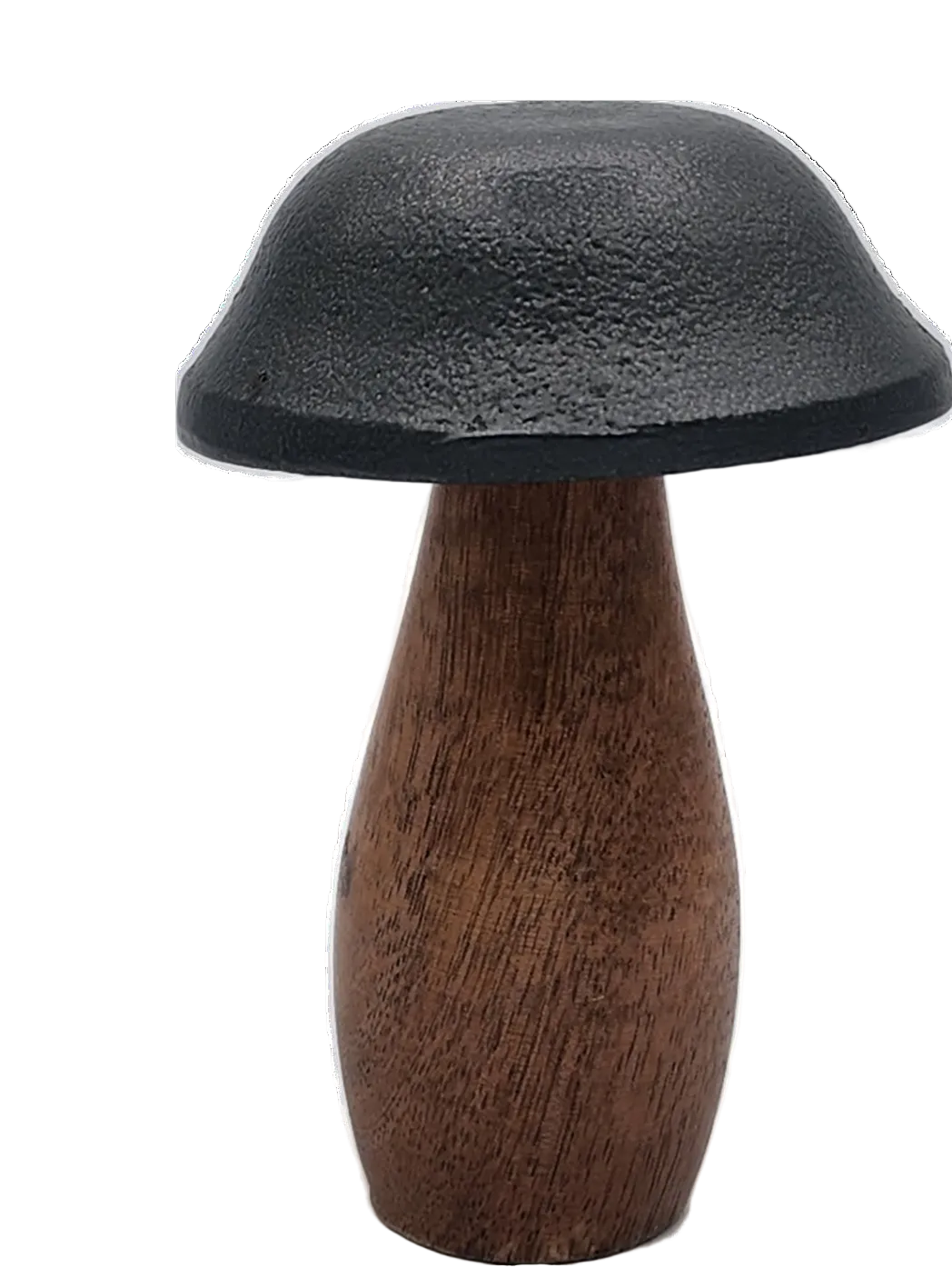 Decorative Mushroom Sculpture Wooden Base with Metal Top