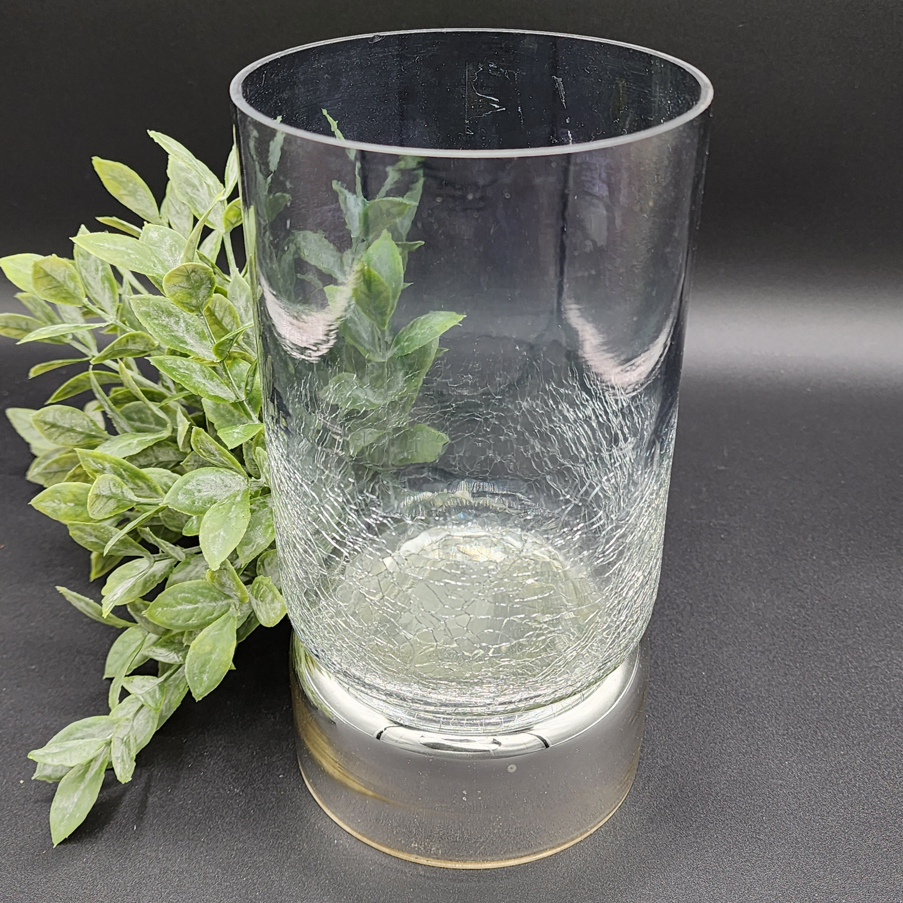 Glass Candle Vase with Silver Base