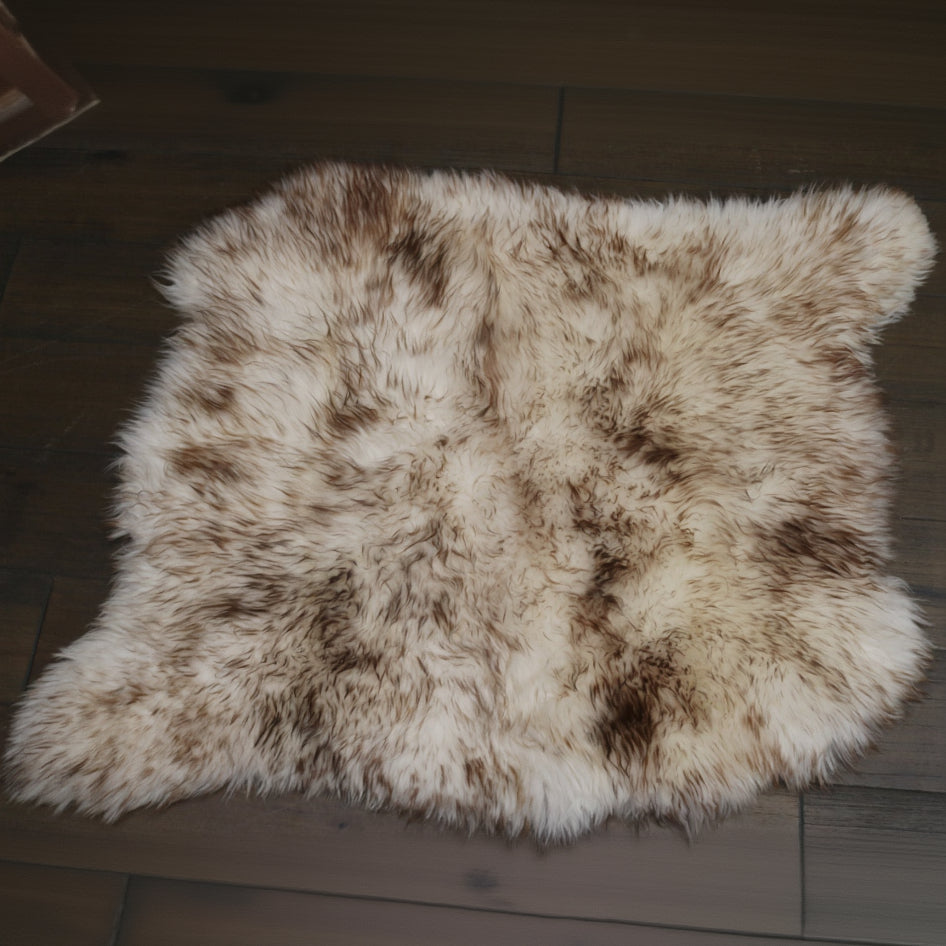 Double XL Mouflon Genuine Leather Light Brown Sheepskin Decorative Rug
