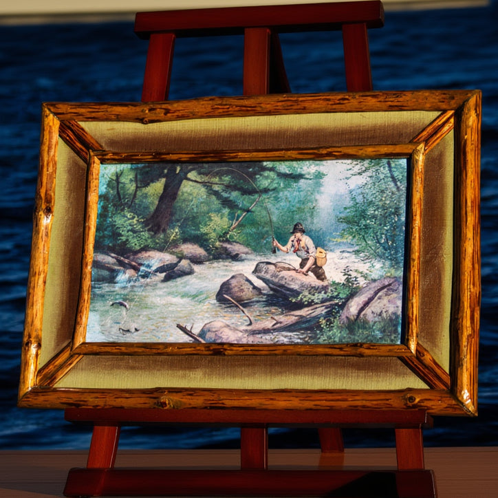 Vintage Fly Stream Fisherman Painting Artwork