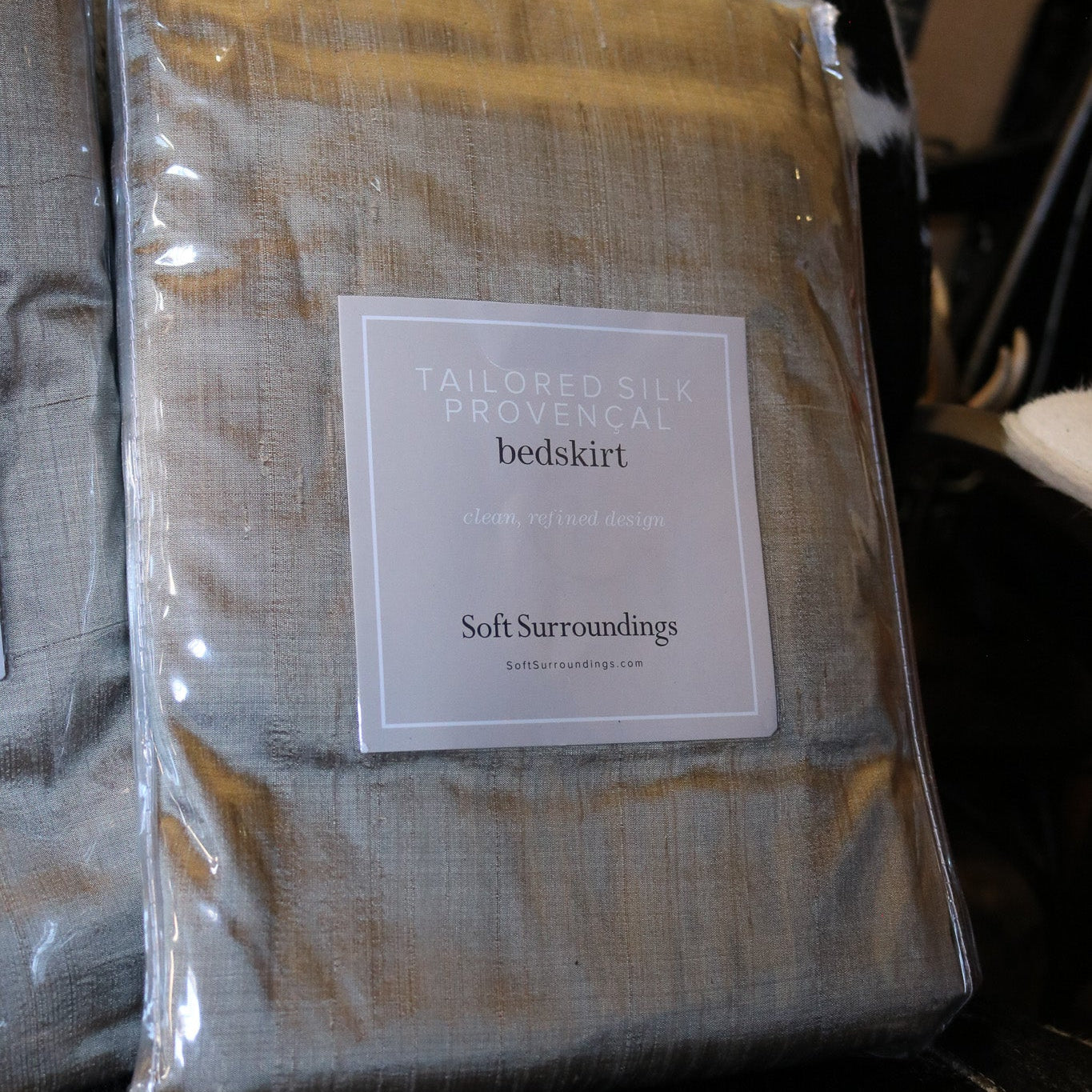 Soft Surroundings Provencal Tailored Bed Skirt – Silk, Metallic Grayish Tan, Twin (75" x 39")