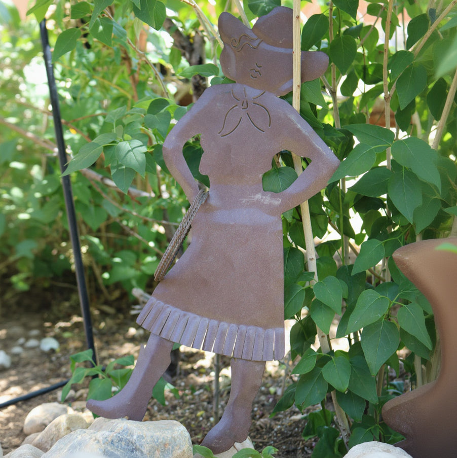 Metal Plasma Cut Cowboy and Cowgirl Pair Garden Yard Decorations Set