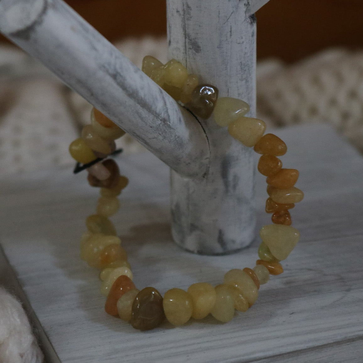 Topaz Stone Beaded Stretchy Bracelet
