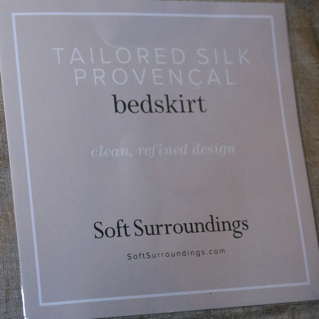 Soft Surroundings Provencal Tailored Bed Skirt – Silk, Metallic Grayish Tan, Twin (75" x 39")
