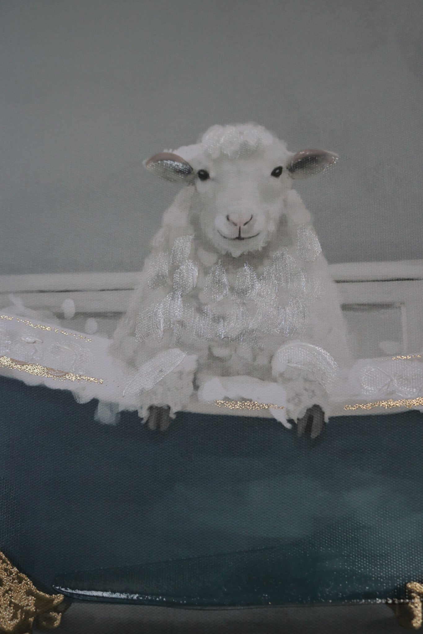 Sheep Having Bubble Bath Framed Art