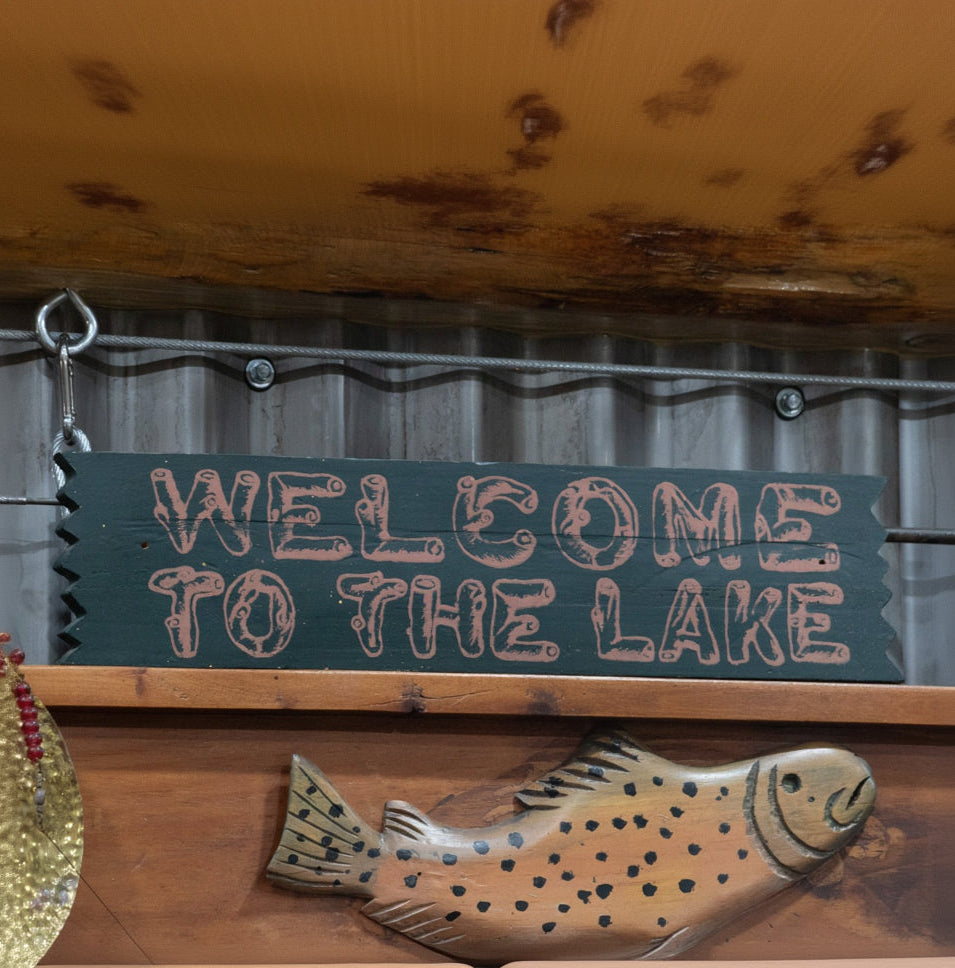 "Welcome to the Lake" Hand Painted Wooden Sign