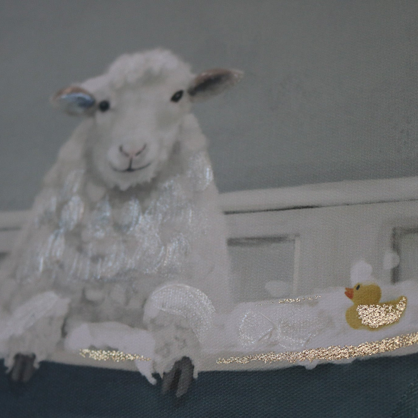 Sheep Having Bubble Bath Framed Art