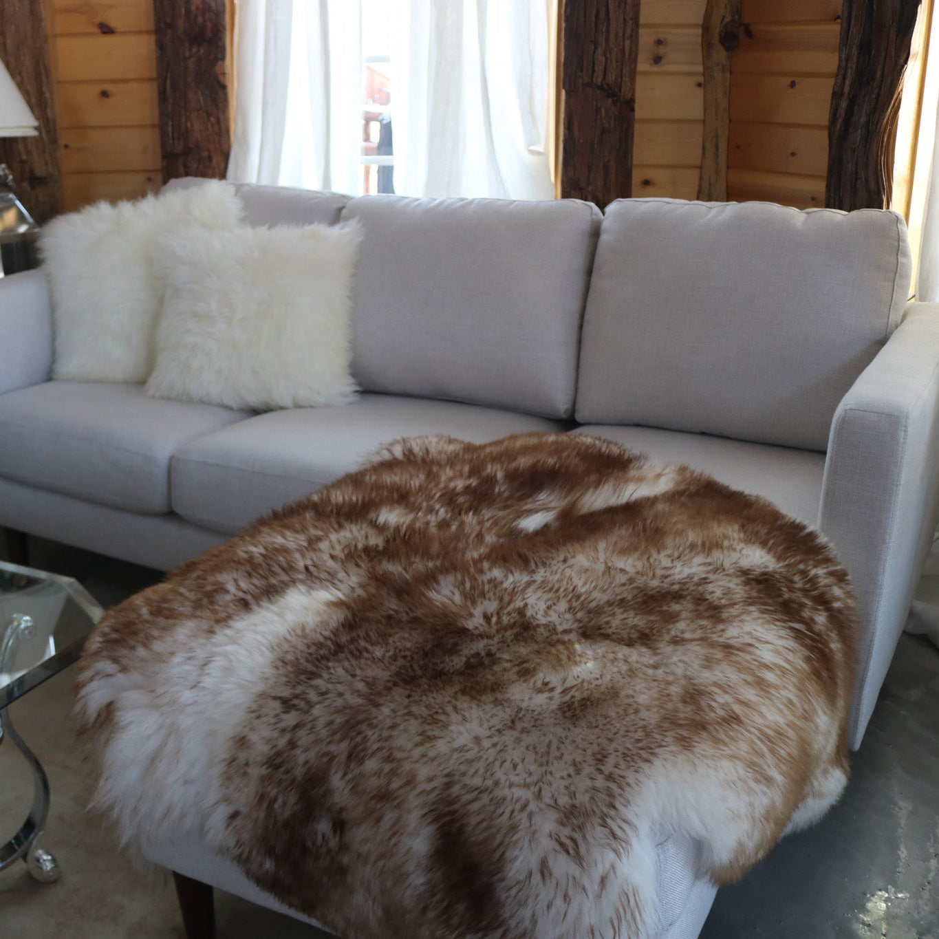 Double XL Mouflon Genuine Leather Dark Brown Sheepskin Decorative Rug