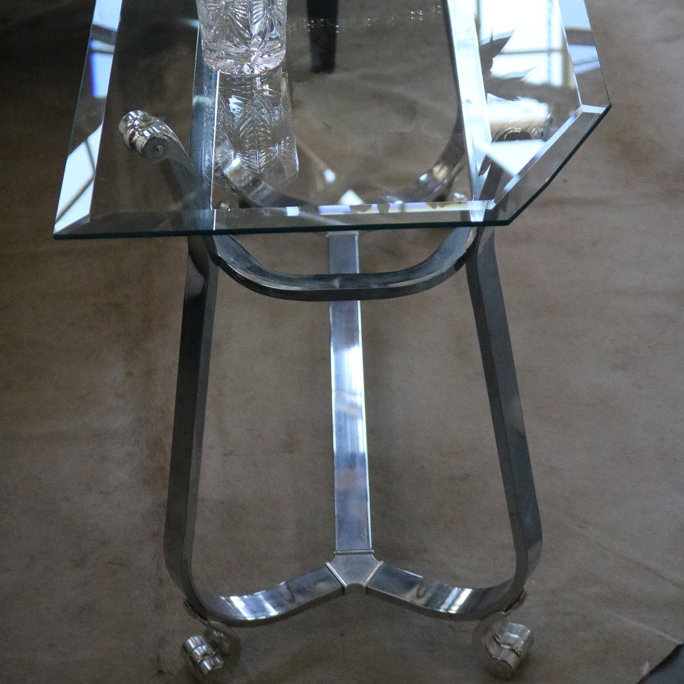 Kreiss Beveled Glass Chrome Body Rectangle End Table