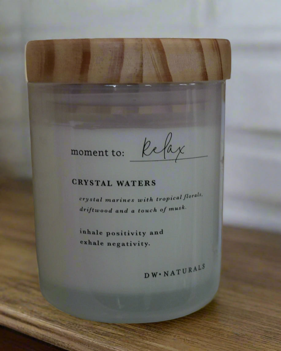 DW Naturals Crystal Waters Candle – 'Moment to Relax' Refreshing Scent for Mindful Moments