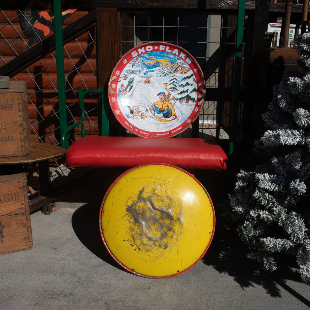 Vintage 1950s Sno-Flake Sled Disc Saucer Metal Garton Toy Sheboygan WI 26"